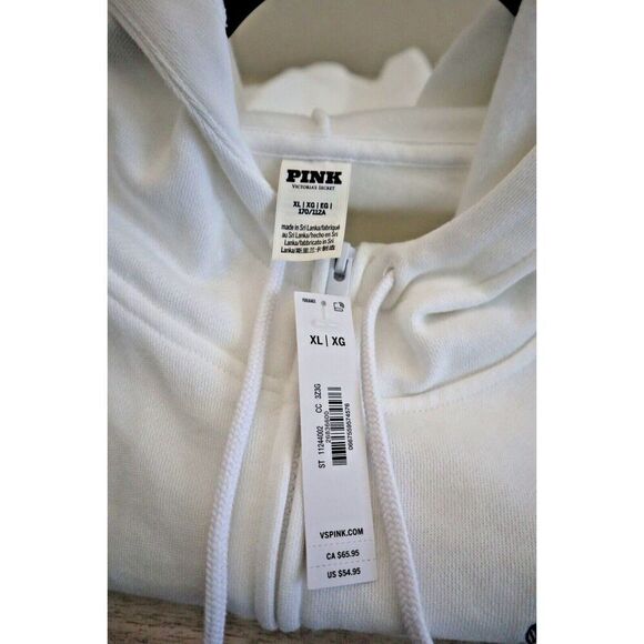 Pink x Victoria's Secret Women's Sz XL White Ivy Fleece Campus Full Zip Hoodie - Picture 4 of 8
